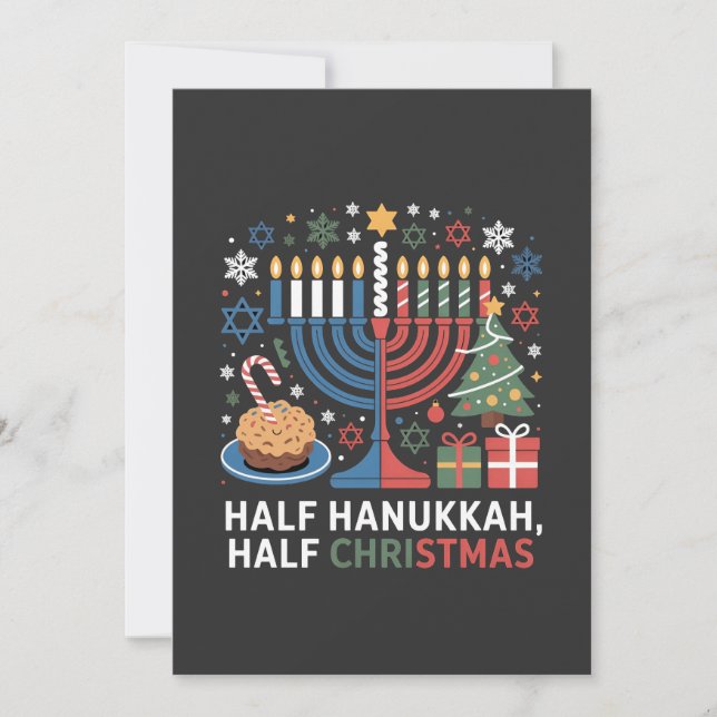 Invitación Navidad medio Hanukkah Christmukkah divertido  (Anverso)