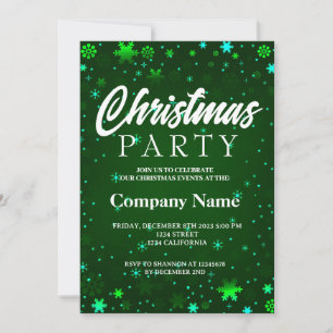 Invitación Navidad moderna copo de nieve verde blanco