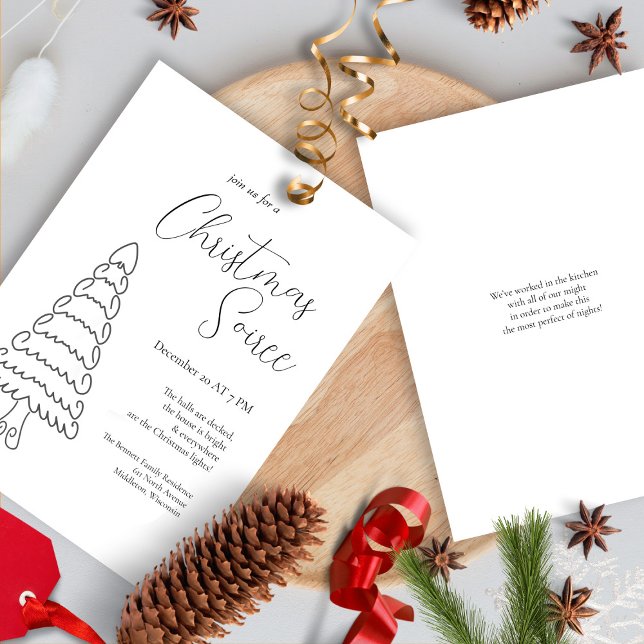 Invitación Navidad Moderna Minimalista Elegante Blanco Negro (Subido por el creador)