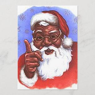 Invitación Navidad negro afroamericano de Papá Noel