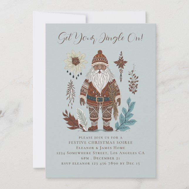 Invitación Navidad nórdica de Santa Merry (Anverso)