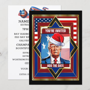 Invitación Navidad Patriótica Deco USA