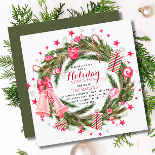 Invitación Navidad Personalizada con Camachuelo en Acuarela