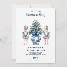 Invitación Navidad Picadora de Nueces Chinoiserie Azul