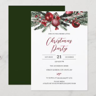 Invitación Navidad Presupuesto Rojo Verde Floral Fiesta
