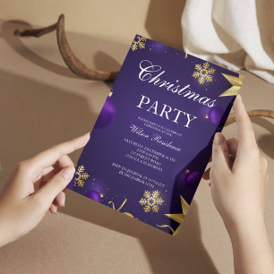 Invitación Navidad púrpura vintage