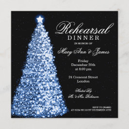 Invitación Navidad que casa el azul de la cena del ensayo