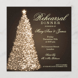 Invitación Navidad que casa el oro de la cena del ensayo