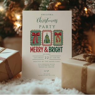 Invitación Navidad Retro Alegre y Brillante