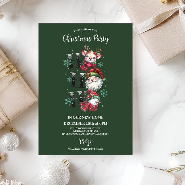Invitación Navidad Retro Gingham Santa & Amigos (Subido por el creador)