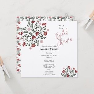 Invitación Navidad Roja Arte Popular Floral