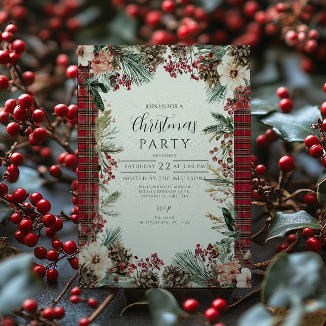 Invitación Navidad Rústica de Tartán (Subido por el creador)