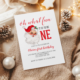 Invitación Navidad Santa Antiguo Primera Cumpleaños