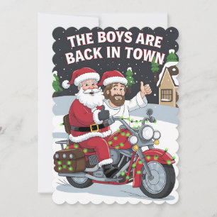 Invitación Navidad Santa Jesús En Una Motocicleta Navidades D