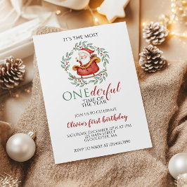 Invitación Navidad Santa Onederful Primer Cumpleaños