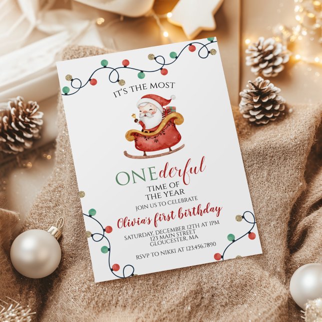 Invitación Navidad Santa Onederful Primer Cumpleaños (Subido por el creador)