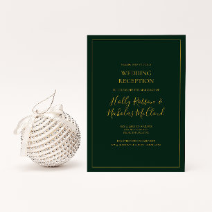 Invitación Navidad Simple y Elegante   Recepción de Boda Verd