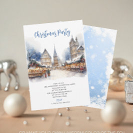 Invitación Navidad tradicional de invierno con color de agua