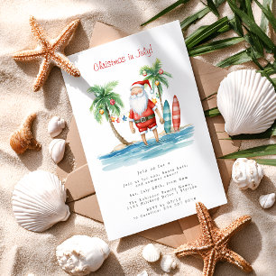 Invitación Navidad Tropical Divertida en Julio
