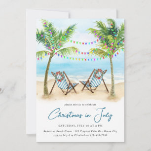 Invitación Navidad Tropical en Julio Playa Palmeras