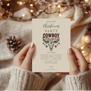 Invitación Navidad Vaquera Rústica