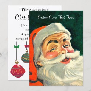 Invitación Navidad Vintage, Alegre Santa Claus Retro de los 5