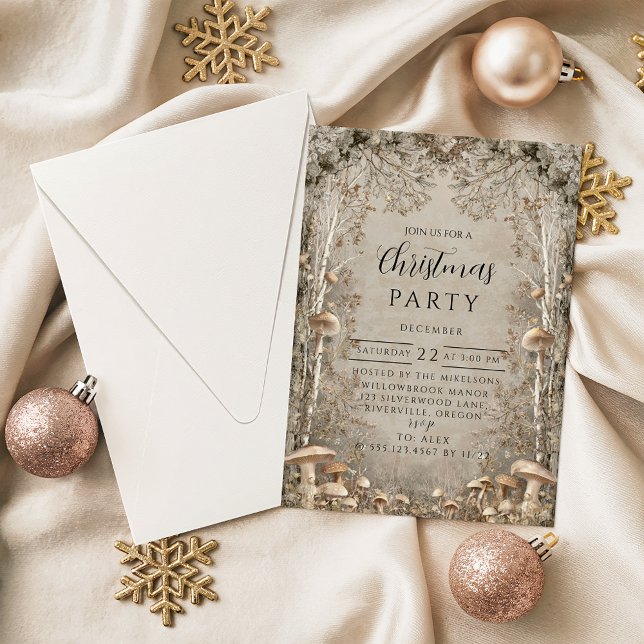 Invitación Navidad Vintage Bosque Invernal (Subido por el creador)