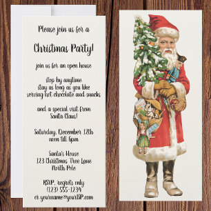 Invitación Navidad Vintage, imagen recortada de Santa Claus