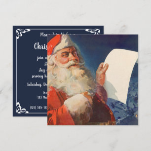 Invitación Navidad Vintage, Lista de Niños Buenos o Malos de