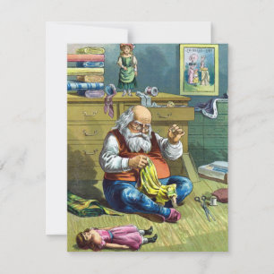 Invitación Navidad Vintage, Santa Claus Cosinedo Muñecas Invi