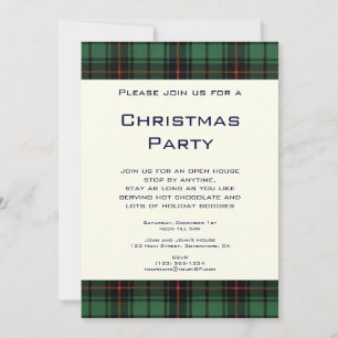 Invitación Navidad Vintage, Tartán, Patrón Moderno de Davidso