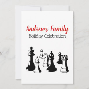 Invitación Navidad Xmas - Piezas de Ajedrez Arte Antiguo #2