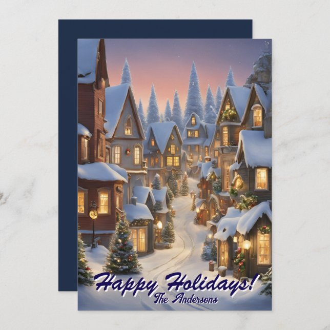 Invitación Navidades 10 Village, Felices Fiestas, Christmasca (Anverso / Reverso)