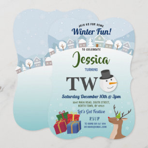 Invitación Navidades 2do cumpleaños Fiesta Santa Snowman DOS