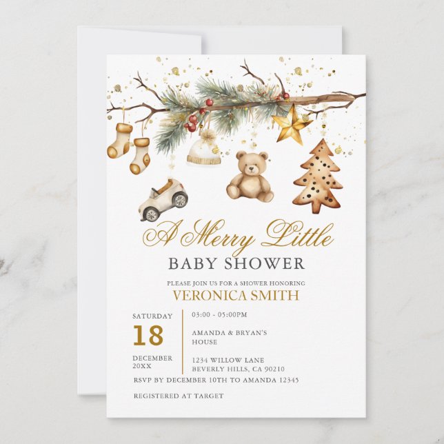 Invitación Navidades A Merry Little Baby Shower Ornament (Anverso)
