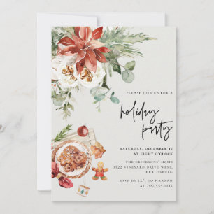 Invitación Navidades acogedores fiesta de feriado de flores y