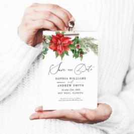 Invitación Navidades acuarela Berries rojas salvan la fecha