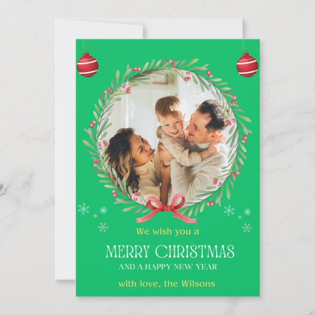 Invitación Navidades acuarela Collage de fotos floral vacacio (Anverso)