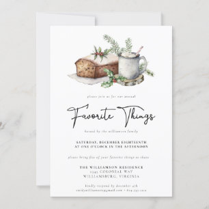 Invitación Navidades acuarela Cosas favoritas vegetación