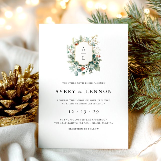 Invitación Navidades Acuarela Verdor Elegante Boda (Subido por el creador)