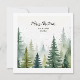 Invitación Navidades acuarelas Árboles forestales invierno ne