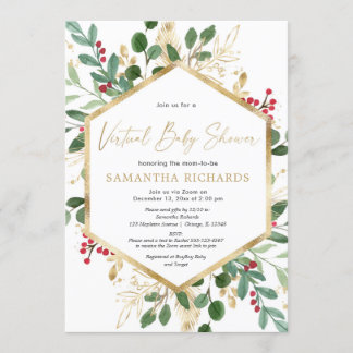 Invitación Navidades acuarelas Baby Shower virtual