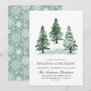 Invitación Navidades acuarelas de pino de vacaciones almuerzo
