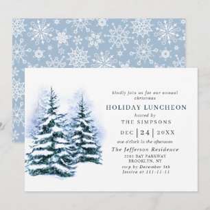 Invitación Navidades acuarelas de pino de vacaciones almuerzo