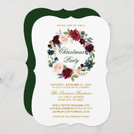 Invitación Navidades acuarelas Florales Fiesta Bracket G