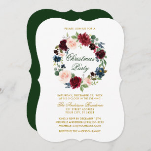 Invitación Navidades acuarelas Florales Fiesta Bracket G