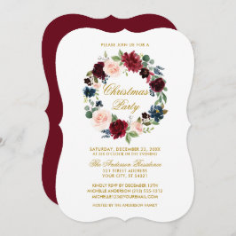 Invitación Navidades acuarelas Florales Fiesta Gold BR