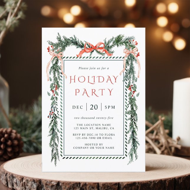 Invitación Navidades acuarelas Garland Holiday Party (Subido por el creador)