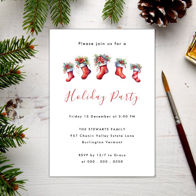 Invitación Navidades acuarelas modernos celebrando fiesta nav (Subido por el creador)