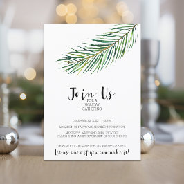 Invitación Navidades acuarelas modernos de la rama de vacacio